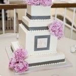 Pink and Gray Wedding Cake