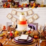 elegant thanksgiving tablescape with gold and purple