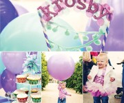 purple balloon 1st birthday party