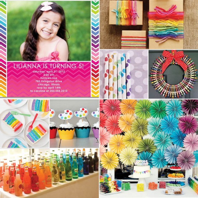 rainbow colorful art crayon party pictures