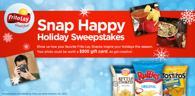 Frito Lay SNAP Happy Holiday Sweepstakes | You could win $500!