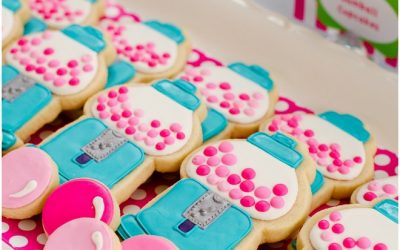 Pink and Aqua Gumball Cookies