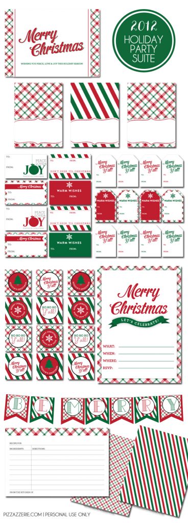 Free Holiday Printable Collection: 2 Color Schemes! | Pizzazzerie