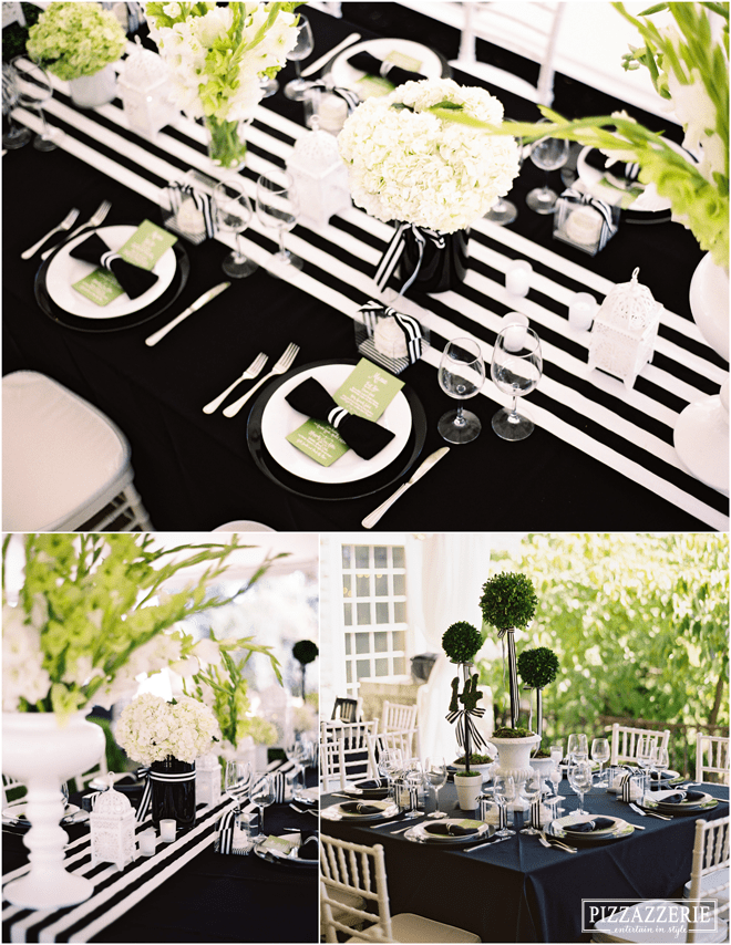 Black and White Stripe Table Setting