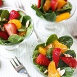 Strawberry Poppyseed Spinach Salad with the most AMAZING Raspberry Orange dressing!