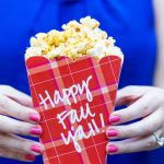 Happy Fall Y'all! Free printable popcorn box for fall! Plus, a delicious recipe for caramel apple spice popcorn.