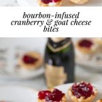 DELISH Party Appetizer, cranberries are infused with bourbon and added on top of goat cheese!
