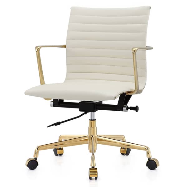 Gold & White Leather Office Chair