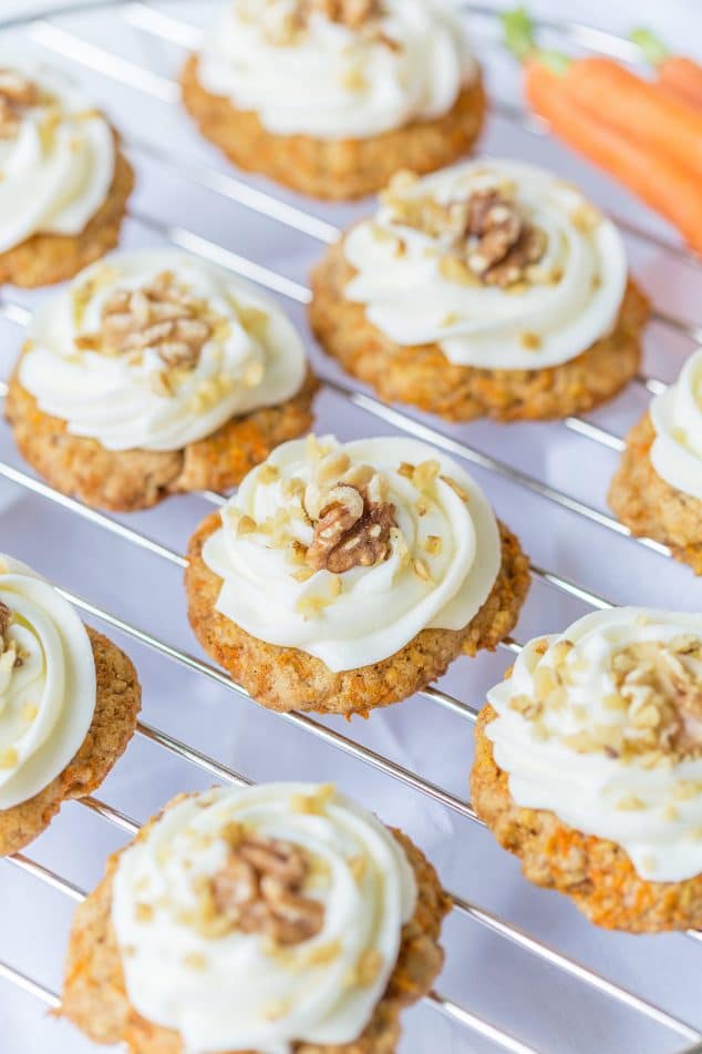 Carrot Cake Cookies with Cream Cheese Frosting Pizzazzerie