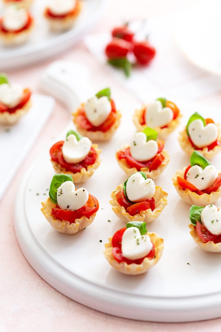 Heart Caprese Phyllo Cups
