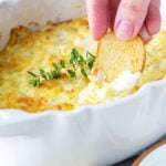 Vidalia Onion Dip, Baked with Bagel Chips
