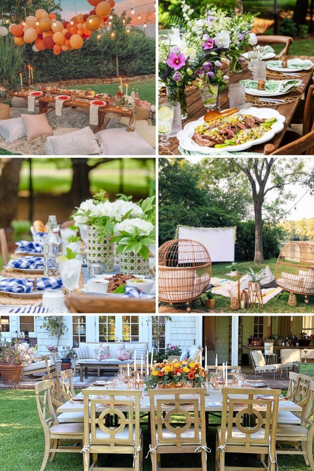 host a backyard dinner outdoors