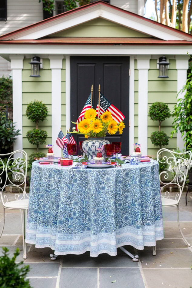 July 4th Tablescape with Sunflower Centerpiece