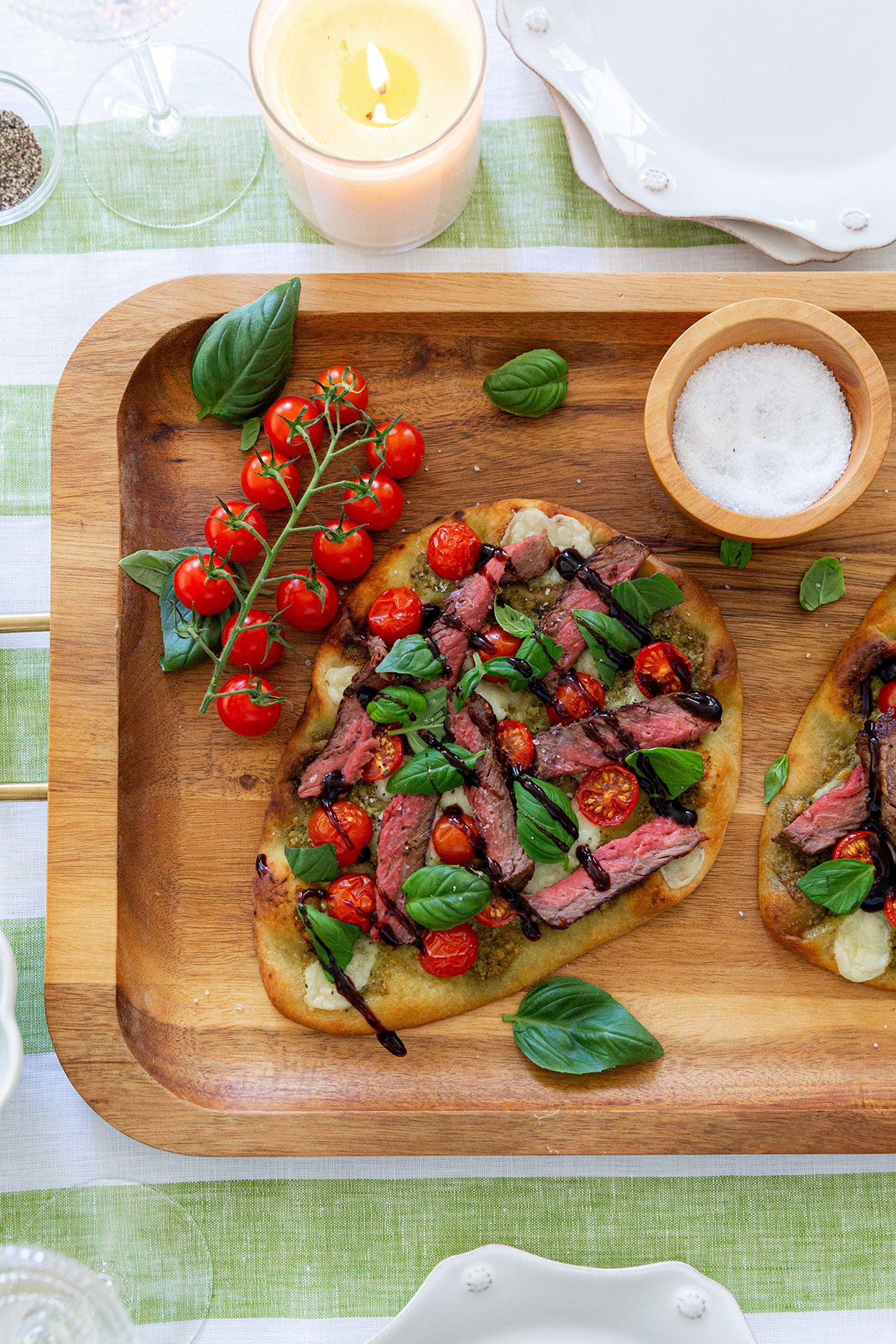 caprese steak flatbread