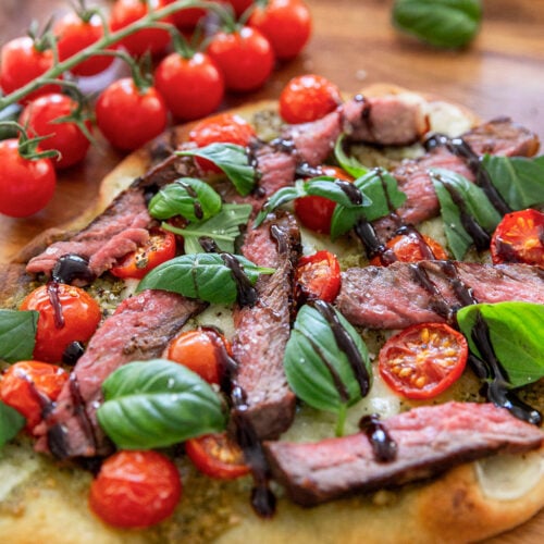 steak caprese flatbread