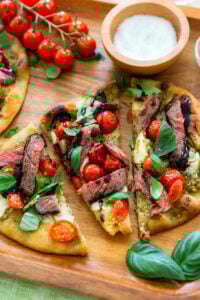 steak caprese flatbread