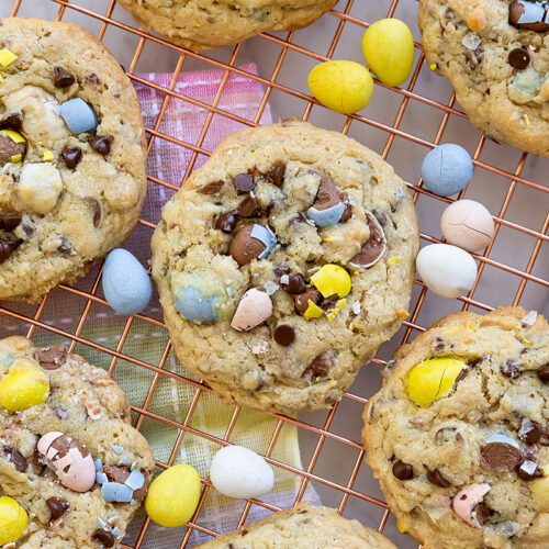 Cadbury Mini Egg Cookies with Chocolate Chips