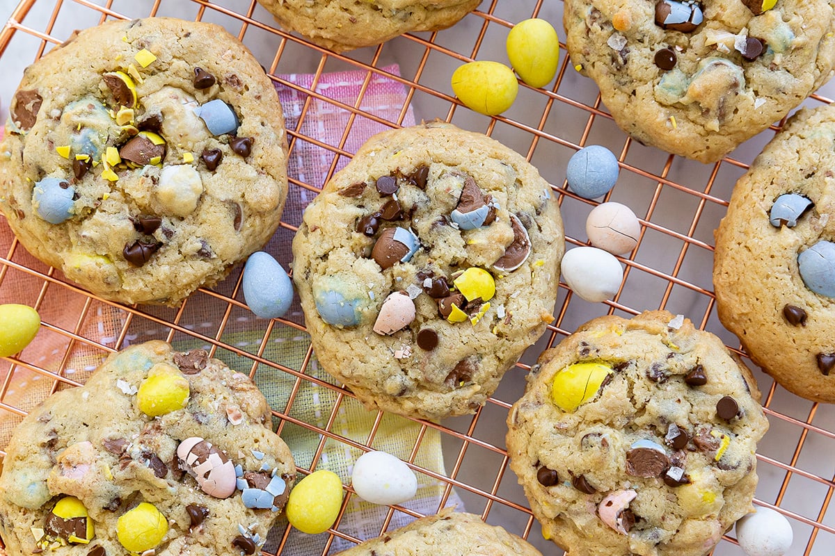 Cadbury Mini Egg Cookies with Chocolate Chips