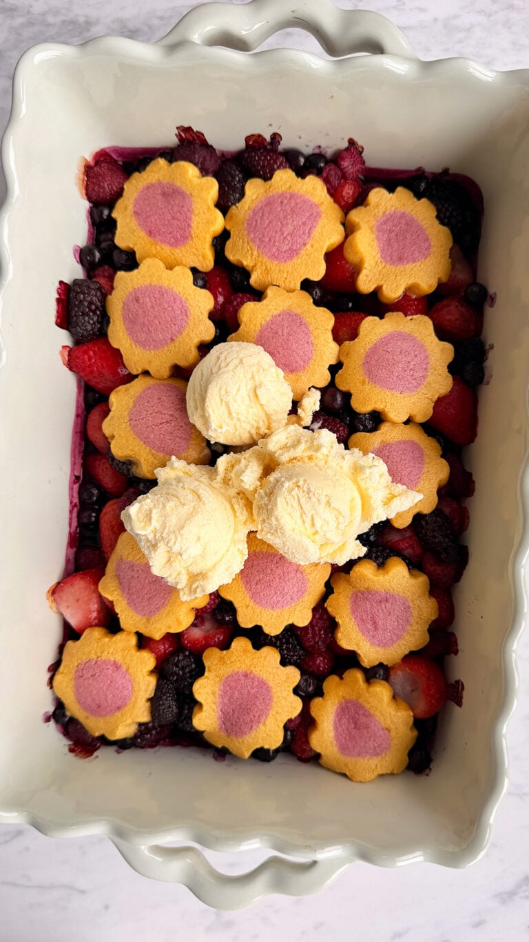 viral 2 ingredient berry cobbler with cookie dough